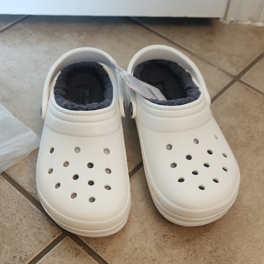 CROCS White and Gray Slippers with Croslite Foam